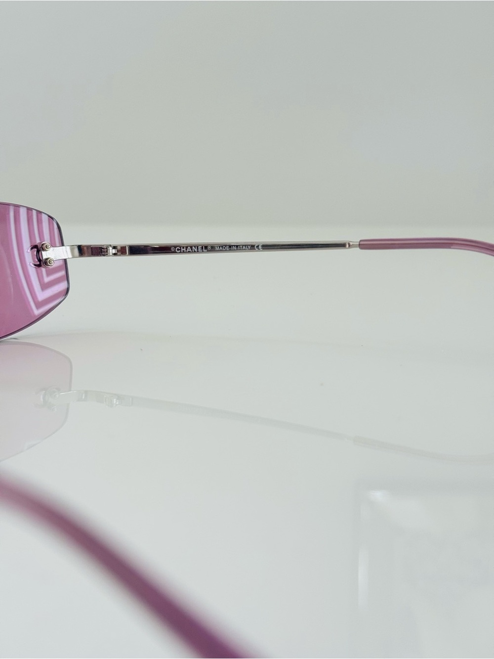 RARE 🍒Vintage Chanel pink  rimless sunglasses. - Picture 8 of 10